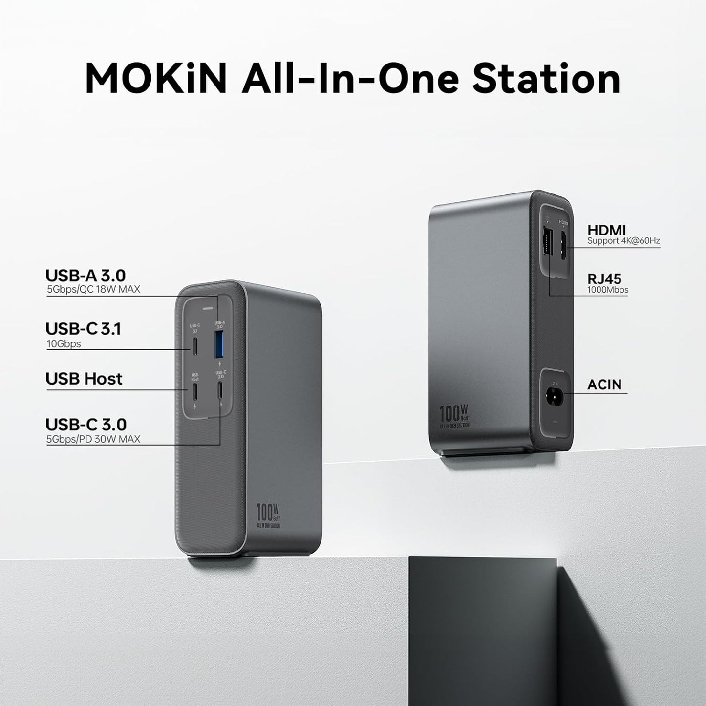 USB C Laptop Docking Station USB-C Docking Station with 100W PD Charging 4K HDMI 10 Gbps Fast Data Transfers Gigabit Ethernet Port USB C Dock for MacBook Pro Dell Phone iPad and More
