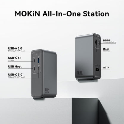 USB C Laptop Docking Station USB-C Docking Station with 100W PD Charging 4K HDMI 10 Gbps Fast Data Transfers Gigabit Ethernet Port USB C Dock for MacBook Pro Dell Phone iPad and More